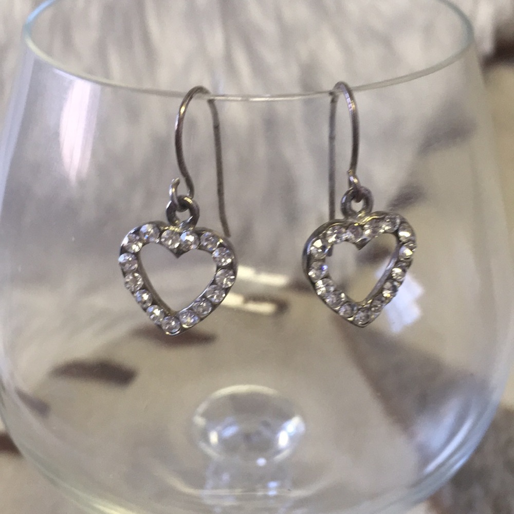 Rhinestone Heart Mini Dangle Earrings